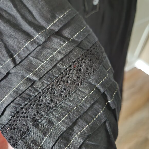 Sundance Size XL Cotton Silk Black Semi Sheer Layered Whimsigoth Tunic Blouse - Picture 6 of 10